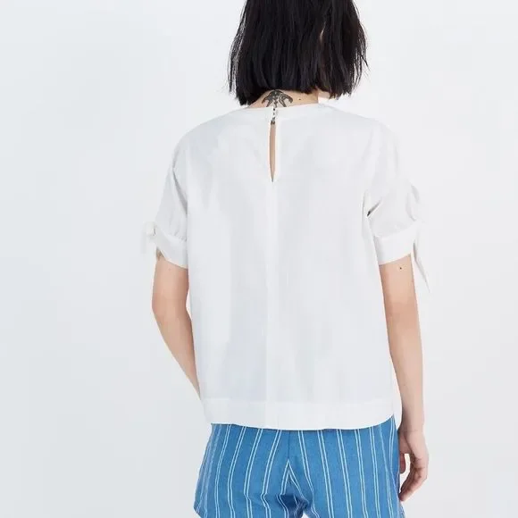 New MADEWELL Size XS Denim Tie-Cuff Shirt in Pure White - Picture 3 of 7